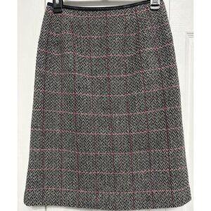 Talbots VTG Wool Blend Tweed Skirt Size 2 Petites Black Made USA Pencil Straight